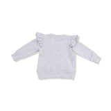 Ruffle Sweatshirt with Love Patch - Varsity Light Grey - HoneyBug 