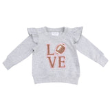 Ruffle Sweatshirt with Love Patch - Varsity Light Grey - HoneyBug 