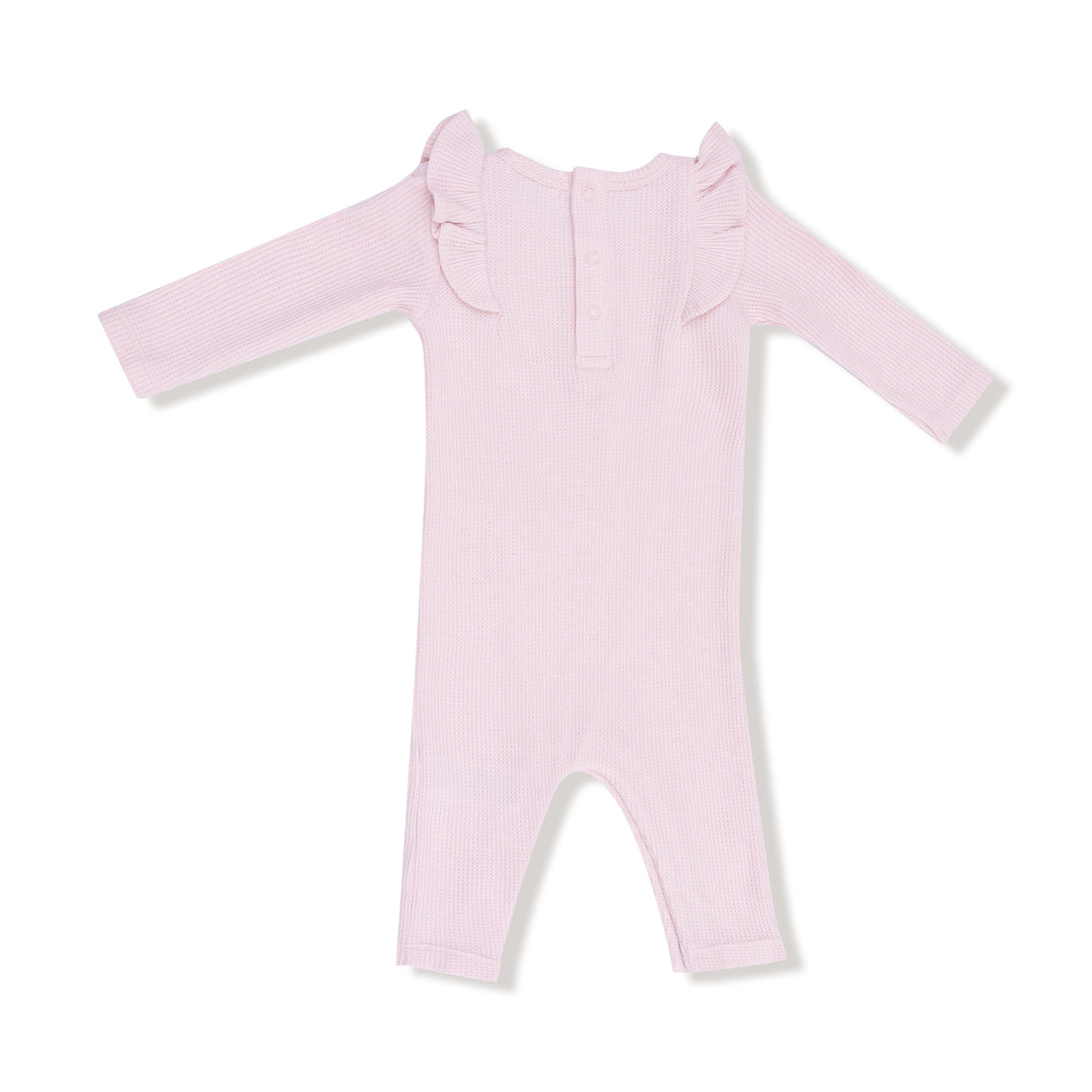 Long Sleeve Ruffle Romper - Veiled Pink - HoneyBug 
