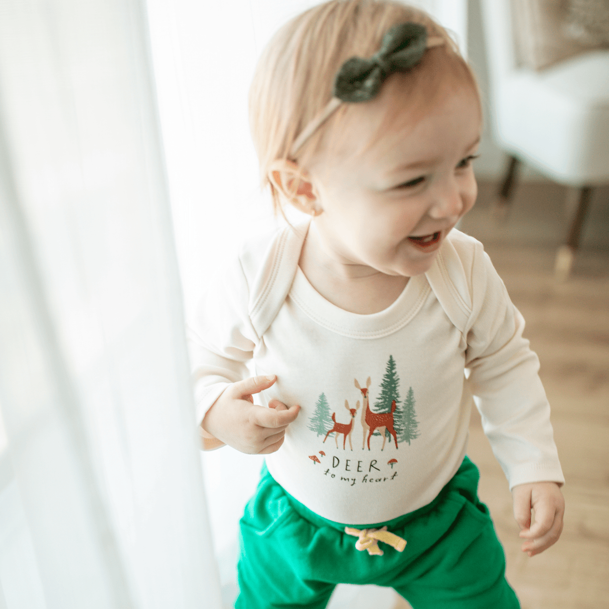 long sleeve graphic bodysuit | deer to my heart - HoneyBug 
