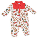 Long Sleeve Cowboy Romper - Cowboy Christmas - HoneyBug 
