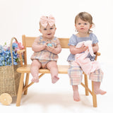 Dusty Plaid - Smocked Blouse and Pant Set