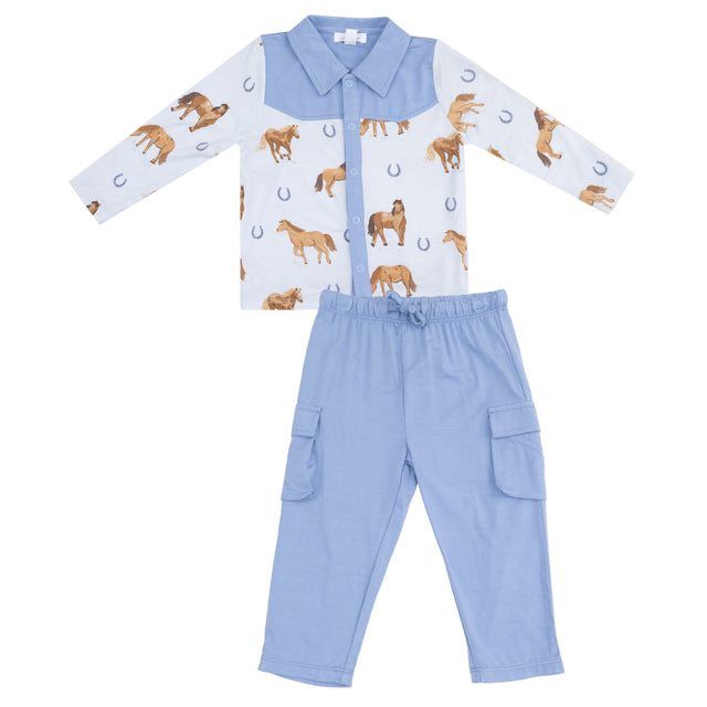 Cowboy Button Down and Pant - HoneyBug 