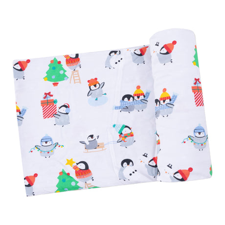 Swaddle Blanket - Holiday Penguins - HoneyBug 
