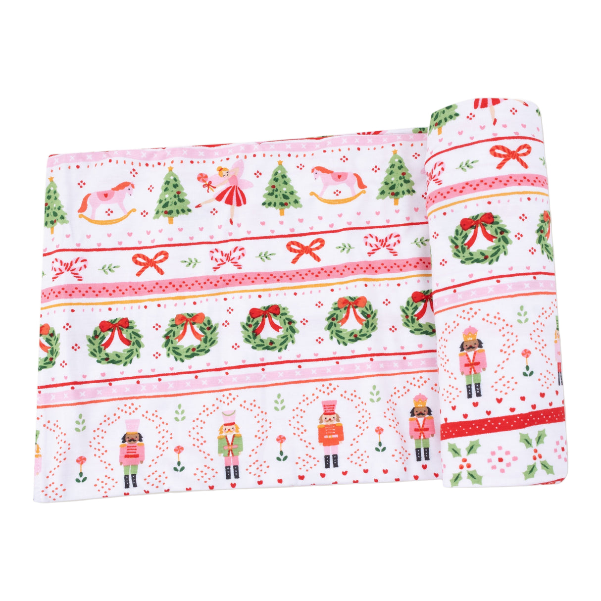 Swaddle Blanket - Sugar Plum Fairy - Nutcracker Fair Isle - Pink - HoneyBug 
