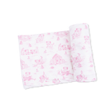 Puppy Toile Pink - 2 Way Ruffle Back Zipper Footie & Swaddle Blanket Set