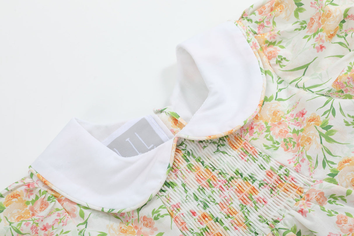 Floral Smocked Collared Dress