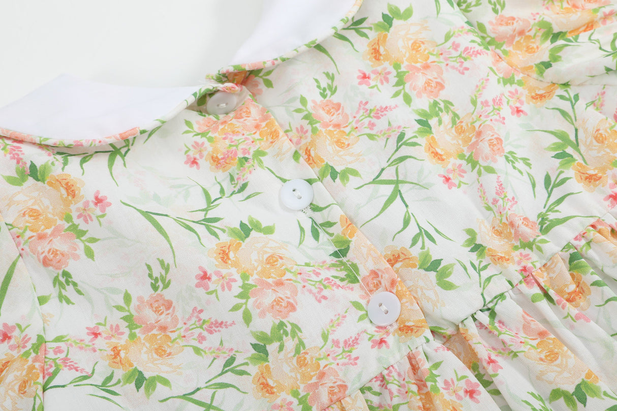 Floral Smocked Collared Dress