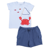 Sailor Sea Creatures Appliques - Crew Neck Tee with Cargo Short