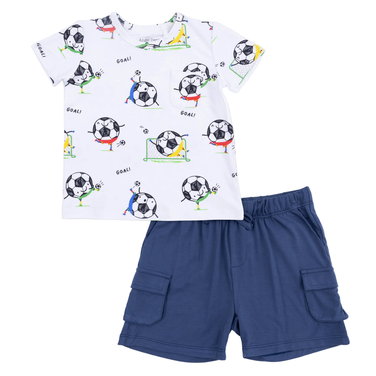 Soccer Balls Playing Soccer  Blue - Crew Neck Tee with Cargo Short