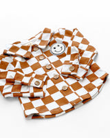 Cotton Shacket | Smiley Checkered Copper - HoneyBug 