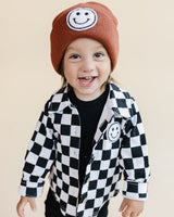 Cotton Shacket | Smiley Checkered Black - HoneyBug 