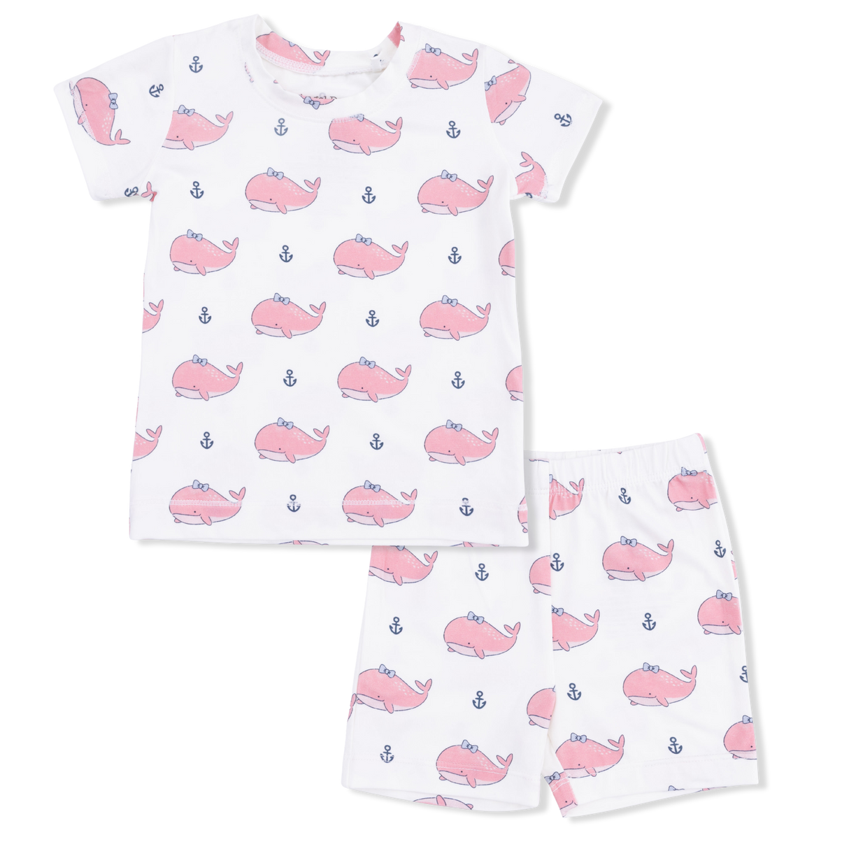Bubbly Whale with Bow  Pink - Loungewear Short Set