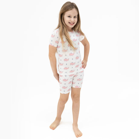 Bubbly Whale with Bow  Pink - Loungewear Short Set