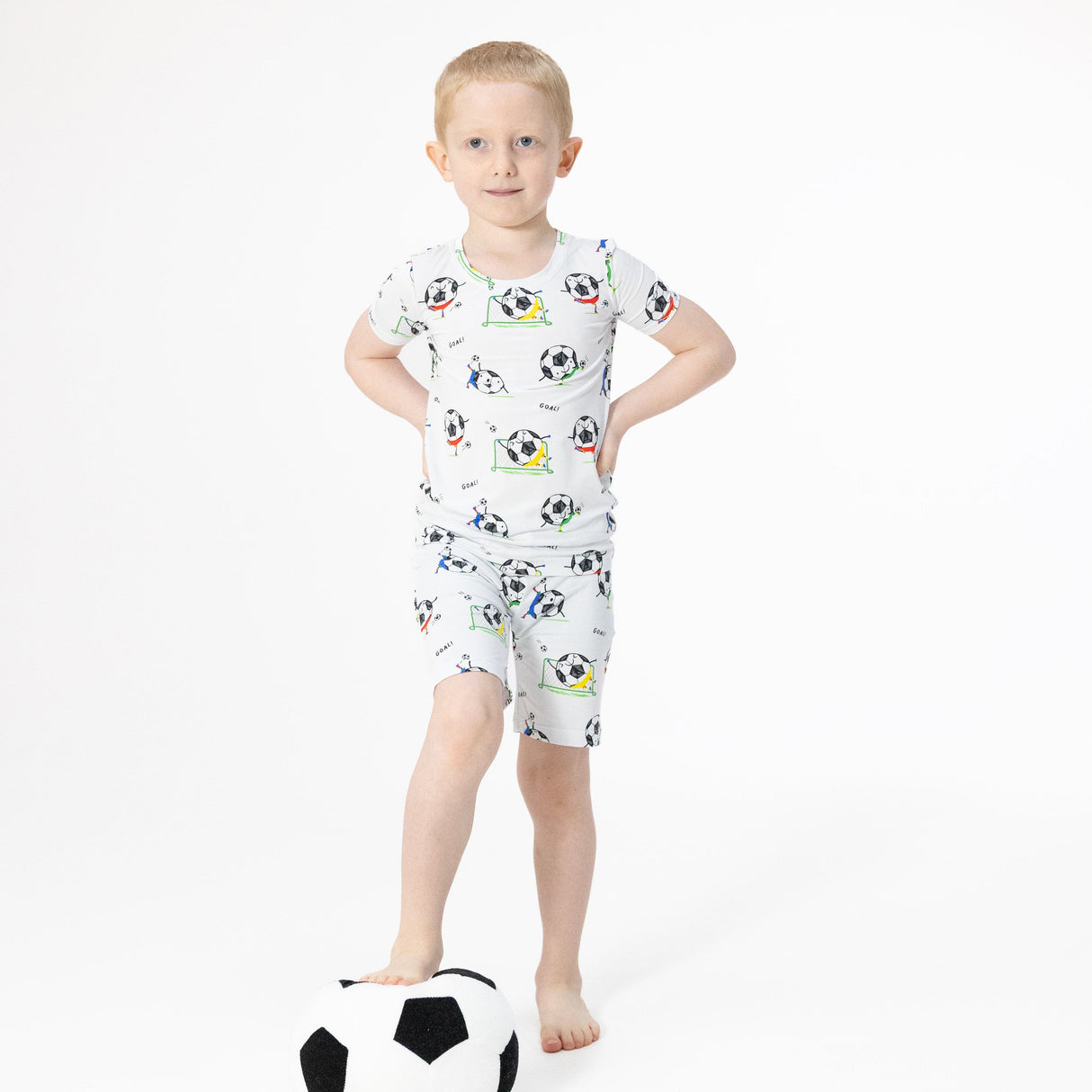 Soccer Balls Playing Soccer  Blue - Loungewear Short Set