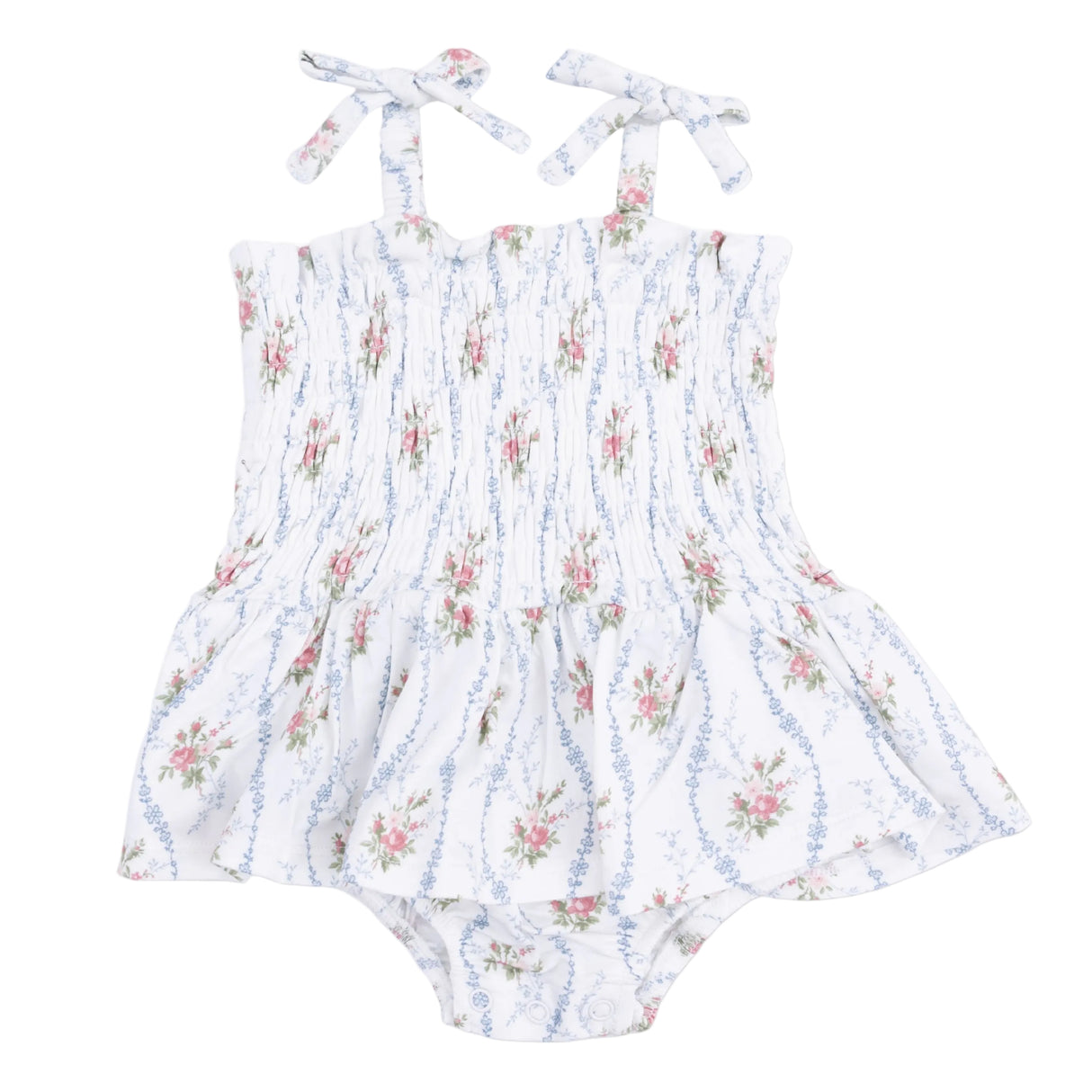 Heirloom Rose Stripe - Smocked Bubble with Skirt