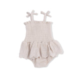 Solid Muslin French Oak - Smocked Bubble with Skirt