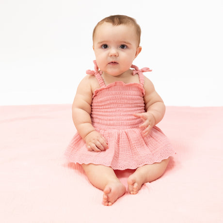 Solid Muslin Poignant Pink - Smocked Bubble with Skirt