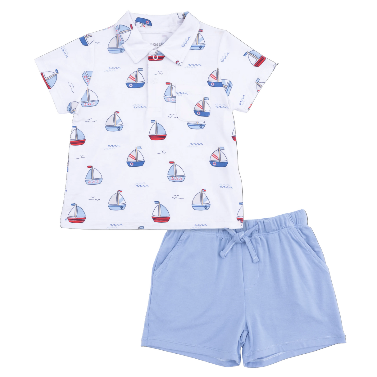 Bubbly Sailboats Blue - Polo with Casual Short