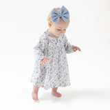 Simple Long Sleeve Peter Pan Collar Dress + Diaper Cover - HoneyBug 