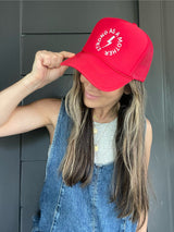 Strong as a mother™ Embroidered Trucker Hat - Red - HoneyBug 
