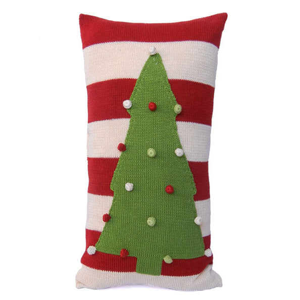 Christmas Tree Lumbar Pillow with Stripes