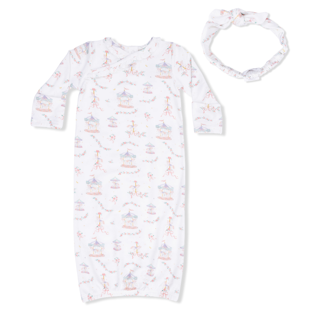 Carousel with Bows - Kimono Gown & Knot Headband