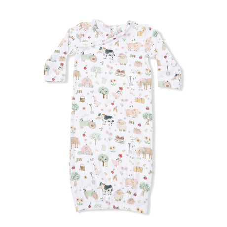 Cute Farm Animals Pink - Kimono Gown & Ruffle Knotted Hat