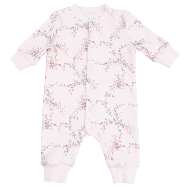 Baseball Collar Romper with Front Placket - Antoinette Floral - HoneyBug 