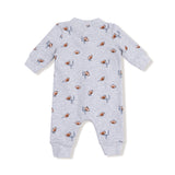 Baseball Collar Romper With Front Placket - Football Field Goal - HoneyBug 