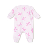 Baseball Collar Romper with Front Placket - Pretty Bows - HoneyBug 