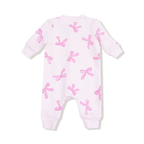 Baseball Collar Romper with Front Placket - Pretty Bows - HoneyBug 
