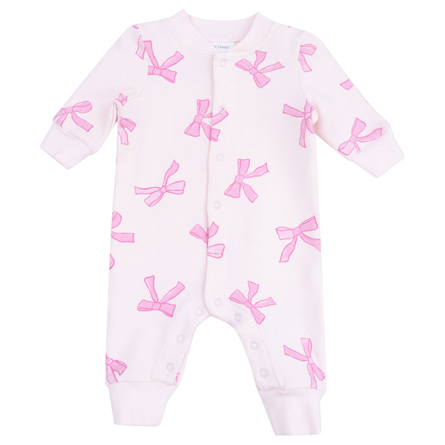 Baseball Collar Romper with Front Placket - Pretty Bows - HoneyBug 