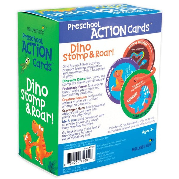 Preschool Action Cards - Dino Stomp and Roar! - HoneyBug 