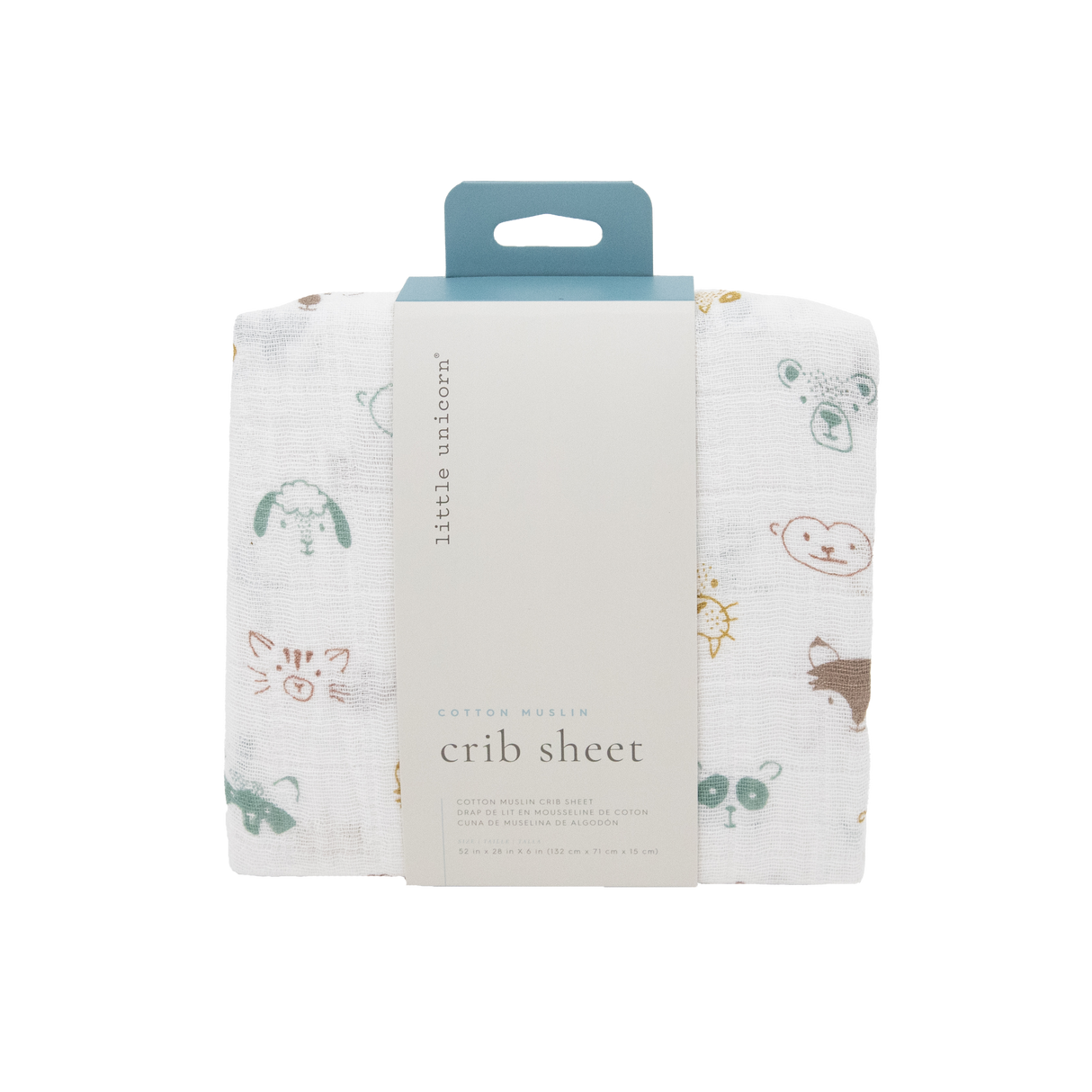 Cotton Muslin Crib Sheet - Animal Crowd - HoneyBug 