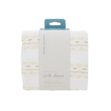 Cotton Muslin Crib Sheet - Gold Diamond-Stripe - HoneyBug 