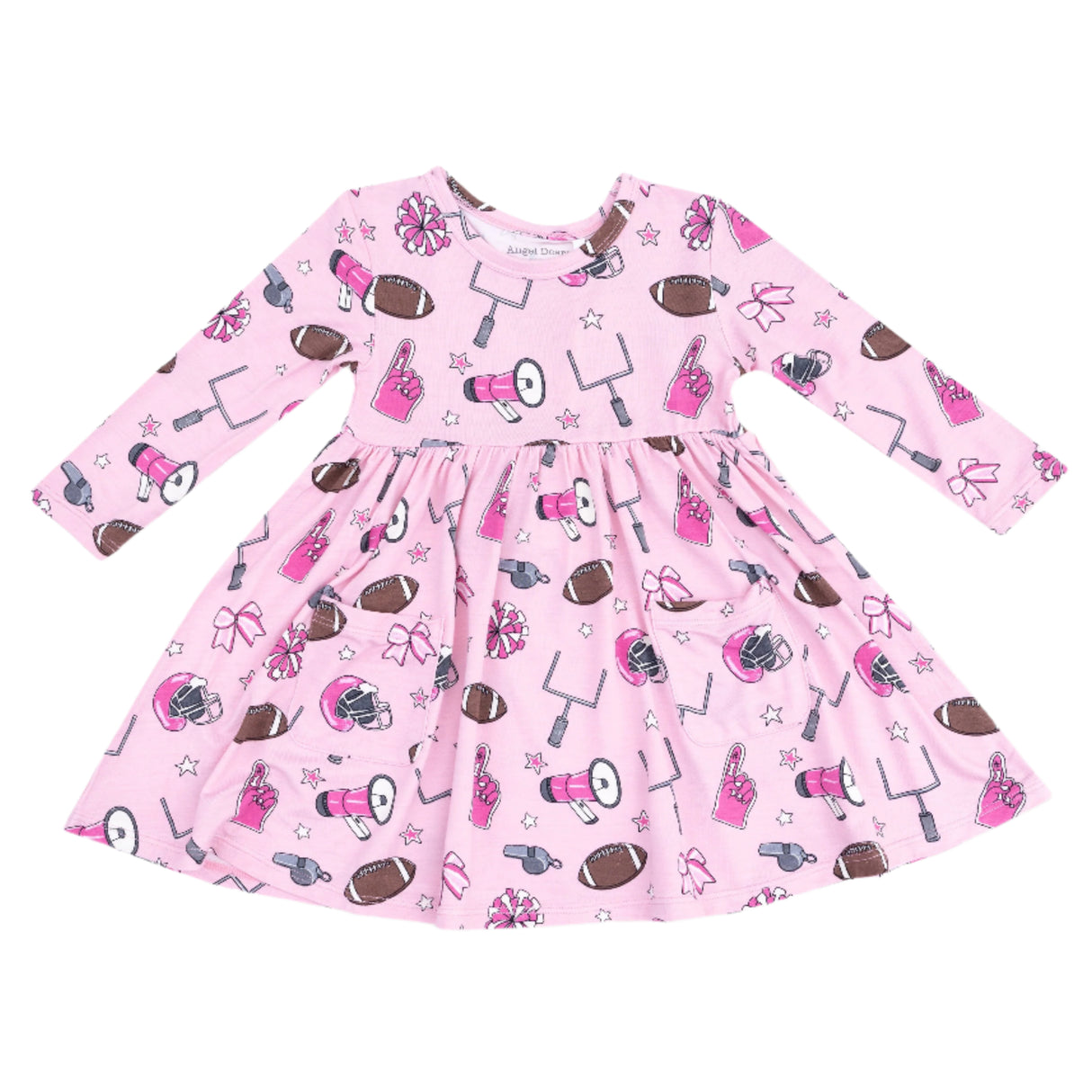 Twirly Long Sleeve Dress - Game Day Pink - HoneyBug 