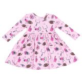 Twirly Long Sleeve Dress - Game Day Pink - HoneyBug 