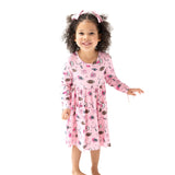 Twirly Long Sleeve Dress - Game Day Pink - HoneyBug 