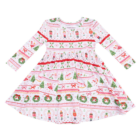 Twirly Long Sleeve Dress - Sugar Plum Fairy - Nutcracker Fair Isle - Pink - HoneyBug 