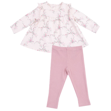 Long Sleeve High Waisted Top with Ruffles + Legging - HoneyBug 