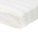 Cotton Muslin Crib Sheet - Gold Diamond-Stripe - HoneyBug 