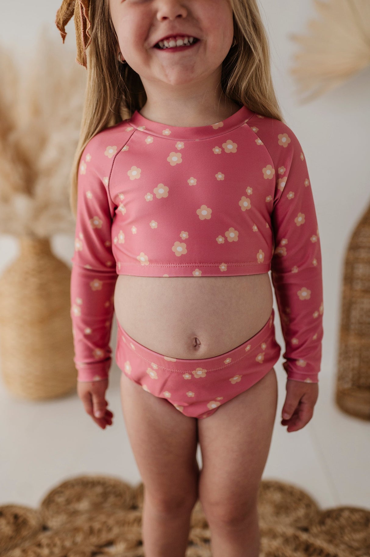 Girl's Two-Piece Crop Swim Set - HoneyBug 