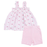 Winding Roses Stripe - Ruffly Strap Top and Bike Short