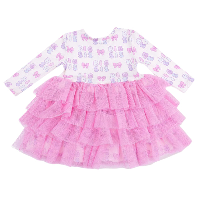 Long Sleeve Layered Tulle Dress - Big Sis - HoneyBug 