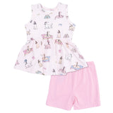 Fancy Hounds with Bows - Peplum Tank Top and Bike Short