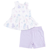 Floral Sea Creatures - Peplum Tank Top and Bike Short