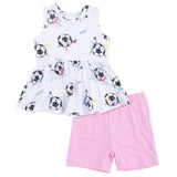 Soccer Balls Playing Soccer Pink - Peplum Tank Top and Bike Short