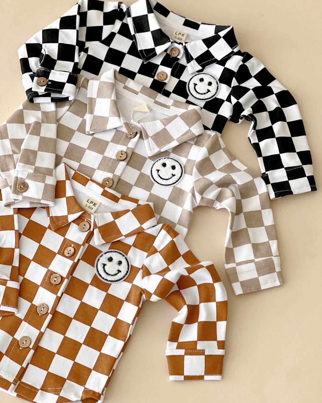 Cotton Shacket | Smiley Checkered Copper - HoneyBug 