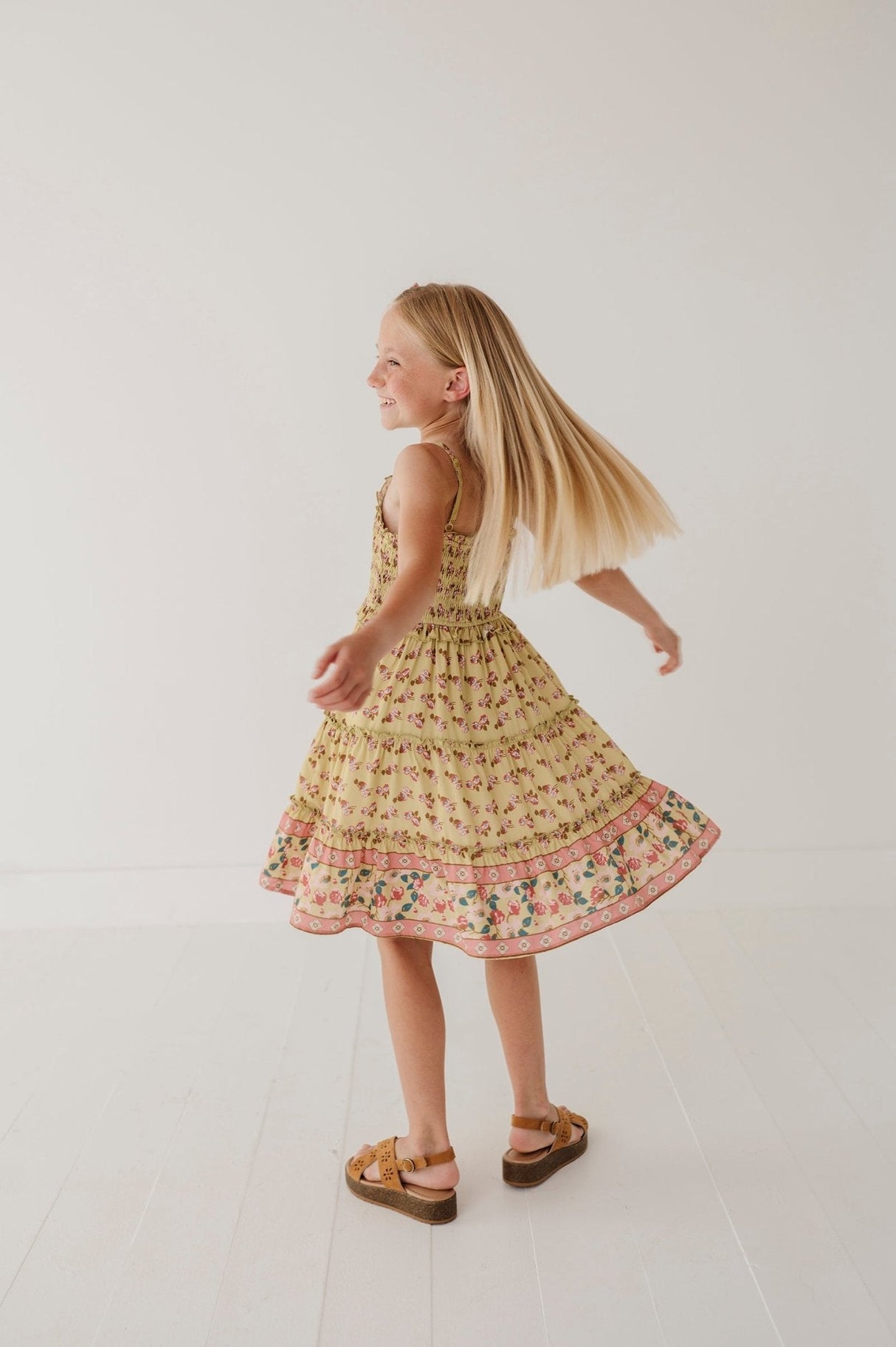 Smock Button Front Tiered Dress